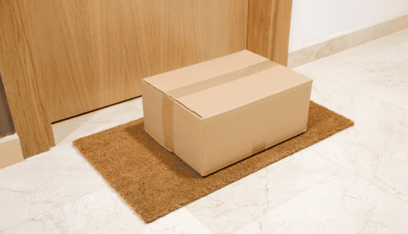 Shipping box waiting at door