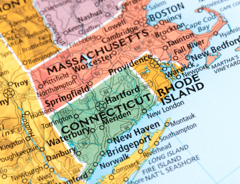 Map showing MA, CT, and RI