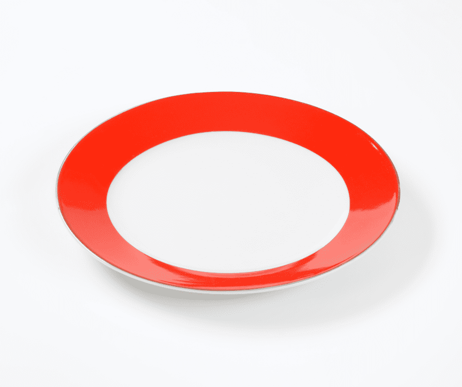 White plate with red rim