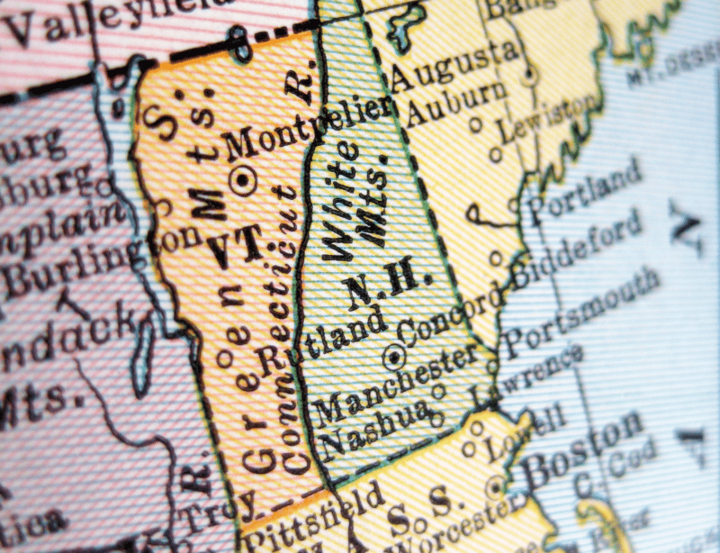 Map of Vermont and surrounding states