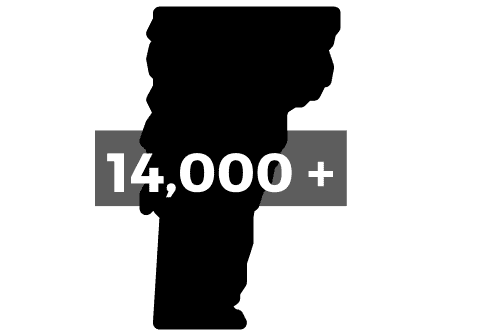 Outline of state of VT with number 14,000+