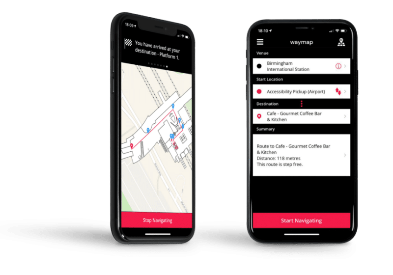 Sample Waymap screenshot showing a map and route summary