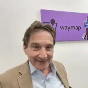 Tom Pey with Waymap sign