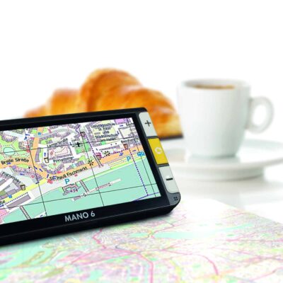 Mano 6 on a table showing a map